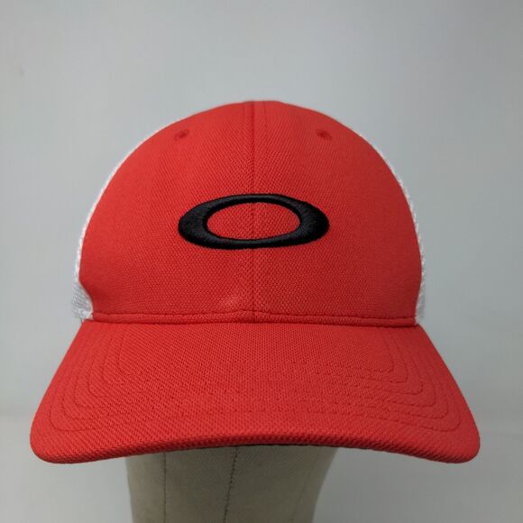 A-Flex Men's Fitted Mesh Back Hat Red White Size L/XL Embroidered O Logo - Picture 2 of 13